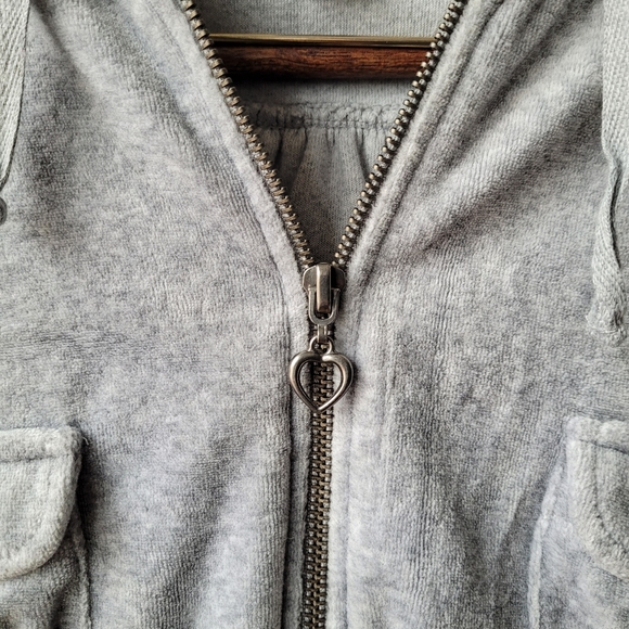 Vintage Y2K Gray Velour/Velvet Zip up Cropped Hoodie Jacket Arizona Large - Picture 6 of 14